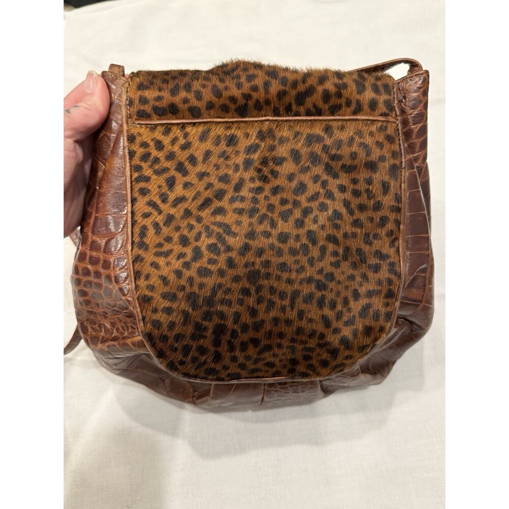 Vintage Jay Herbert NY Hair Calf Leopard Print Leather Crossbody Purse w/ Tassel - Picture 4 of 14